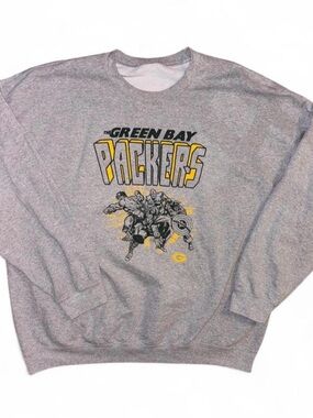 Marvel x Green Bay Packers Gray Crewneck with Yellow & Black Graphic